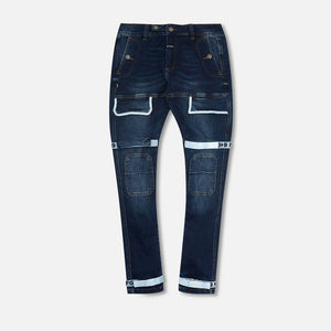 Strapped Up Slim Utility Dark Washed Jeans