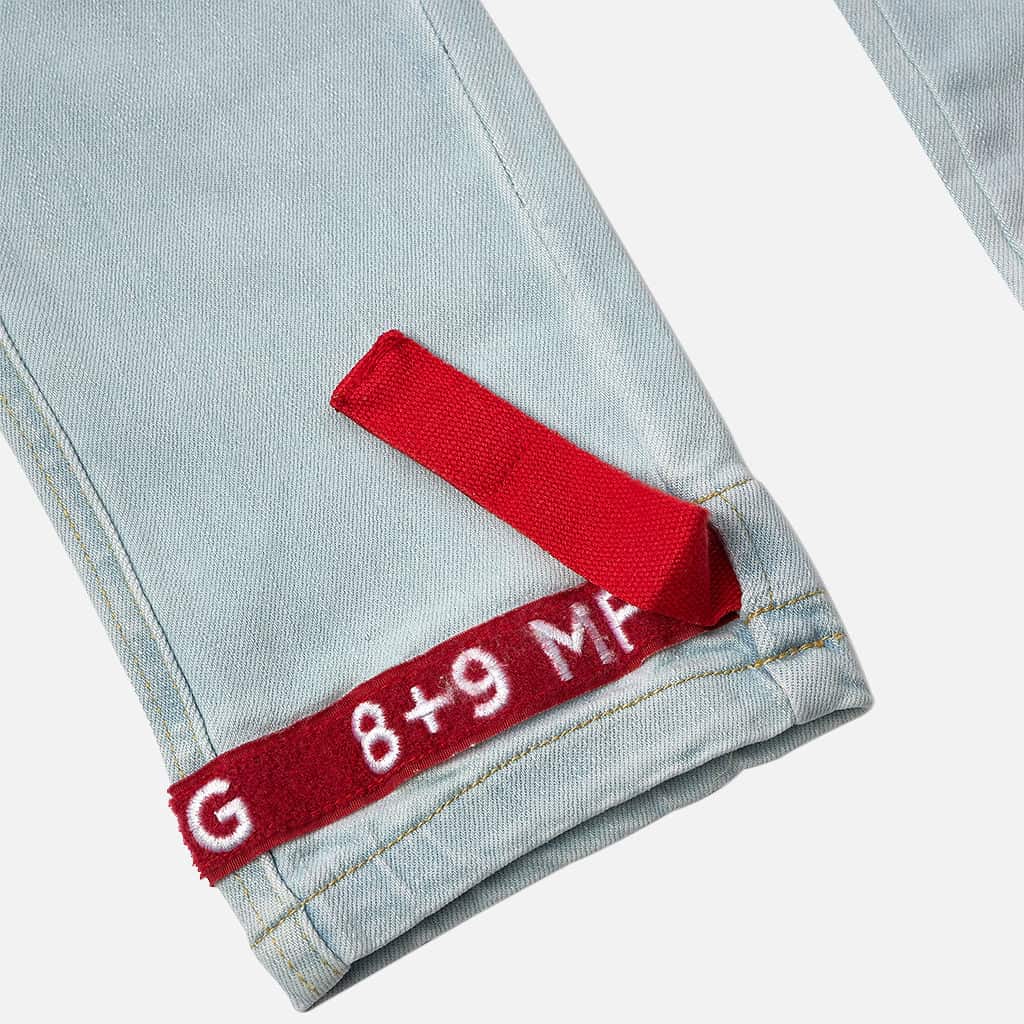 Strapped Up Slim Utility Light Washed Jeans Red Straps