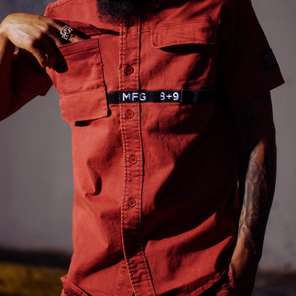 Strapped Up Vintage Button Up Shirt Rust