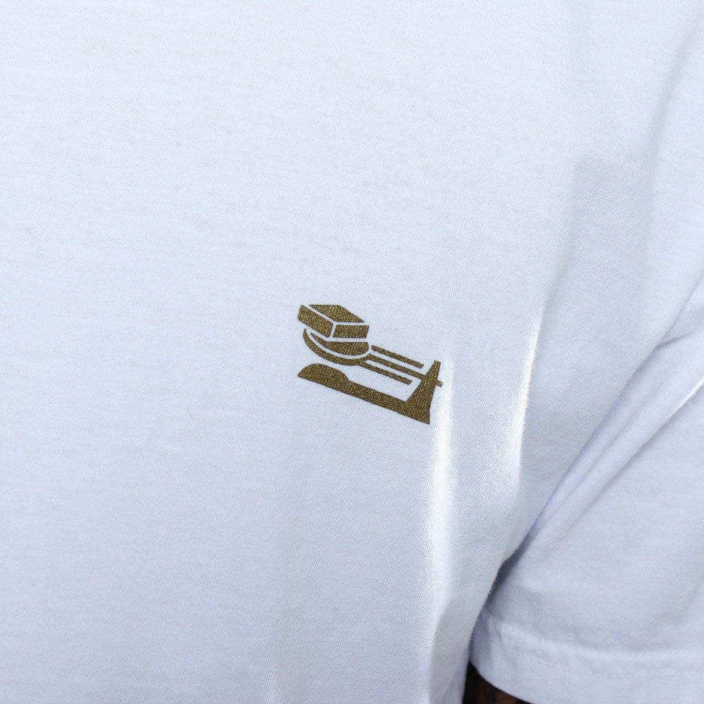 Triple Beam Long Line T-Shirt White Crest