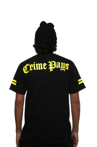 Crime Pays Jersey Tee Yellow - 4