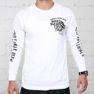 Blessed L/S T Shirt White | Bless The Trap Tee – 8&9 Clothing Co.
