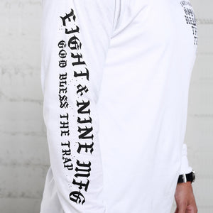 Blessed L/S T Shirt White | Bless The Trap Tee – 8&9 Clothing Co.