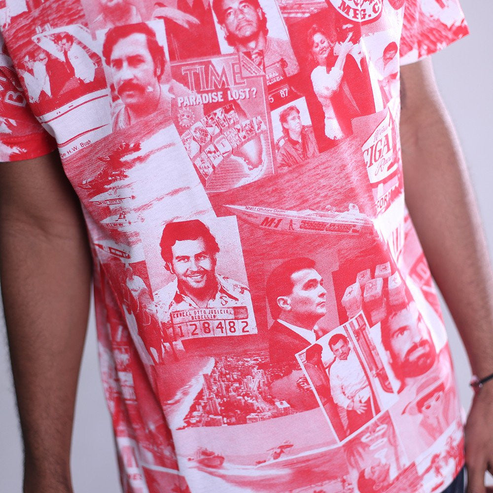 cartel all over print t shirt red close