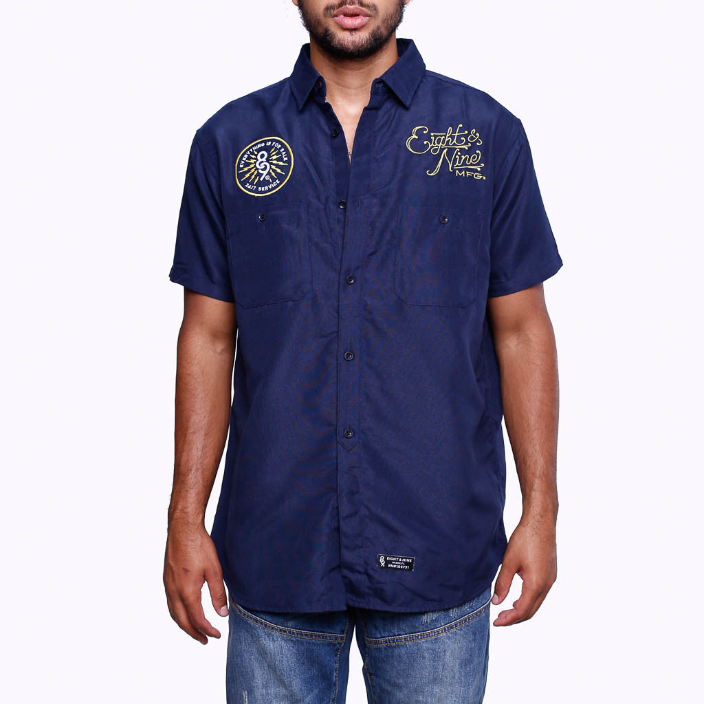 For Sale Button Up Work Shirt Navy