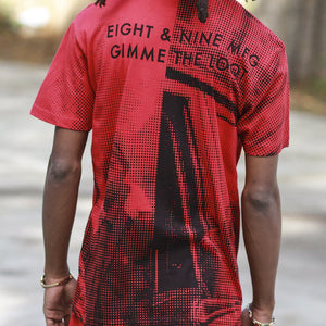 gimme the loot pixel t shirt red back close