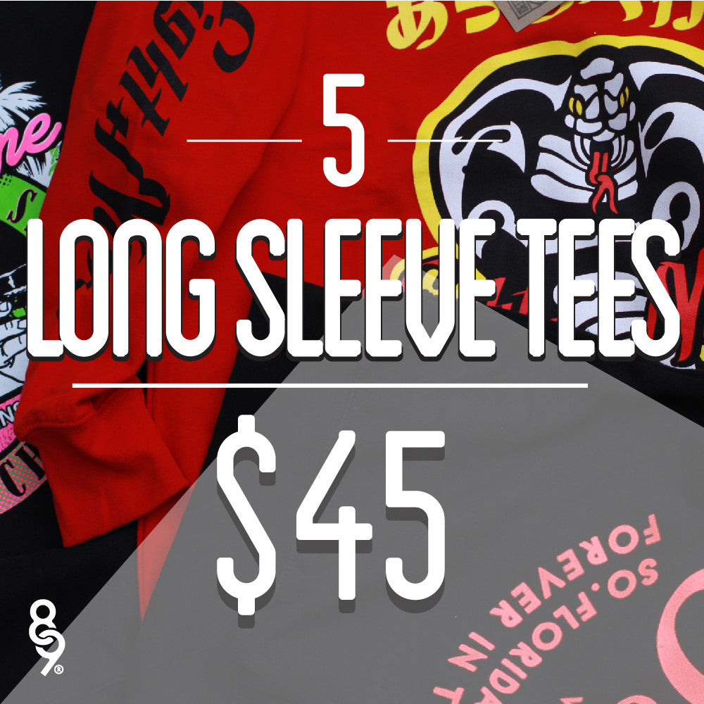 5 Assorted Long Sleeve Tees For $45