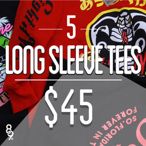 5 Assorted Long Sleeve Tees For $45