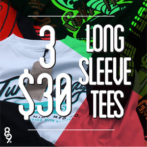 3 Assorted Long Sleeve Tees For $30