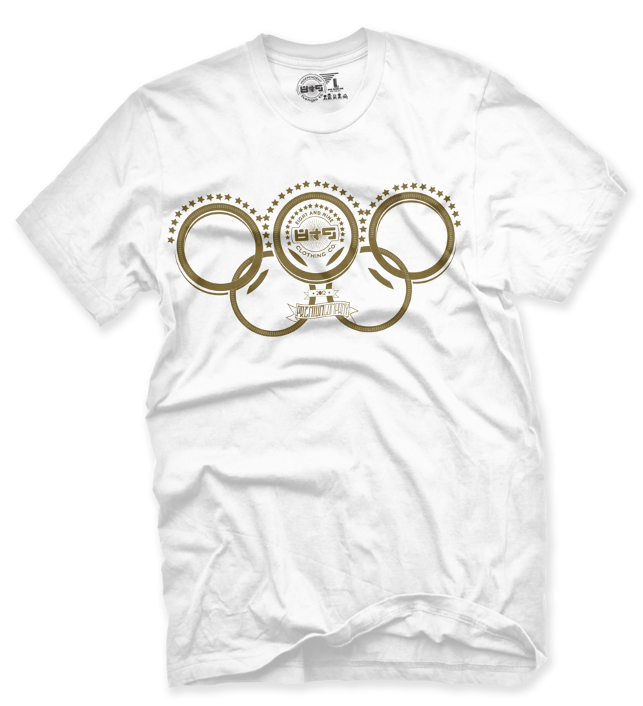 Gold Olympic Rings White T Shirt - 2