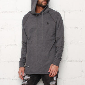 rudimental paneled terry hoodie charcoal elongated hoody (1)