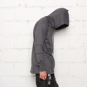rudimental paneled terry hoodie charcoal elongated hoody (3)
