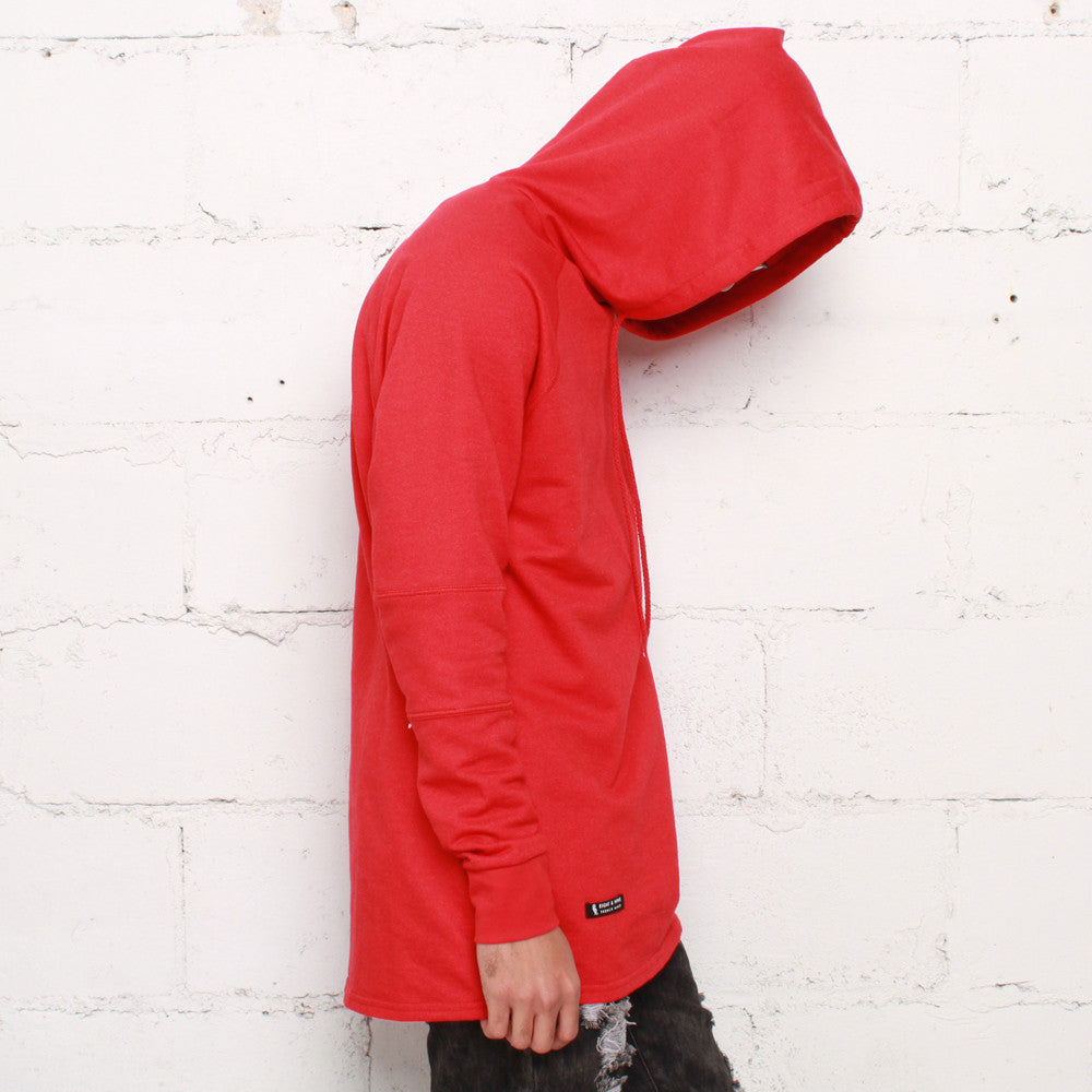 rudimental paneled terry hoodie red elongated hoody (2)