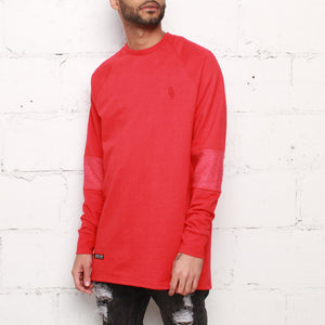 rudimental paneled terry jersey red elongated shirt (1)