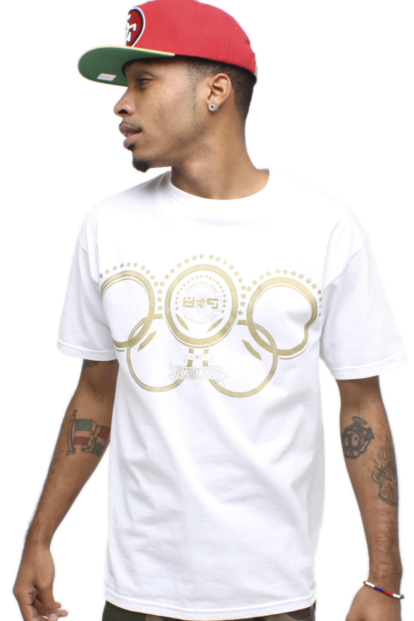 Gold Olympic Rings White T Shirt - 1